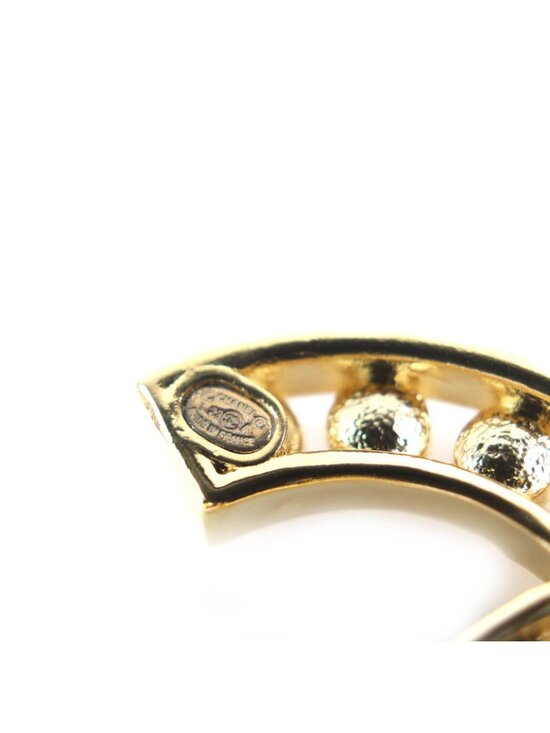 Chanel CC Logo Line Stone Buckle Leather Rubber Belt Black Gold main image 5